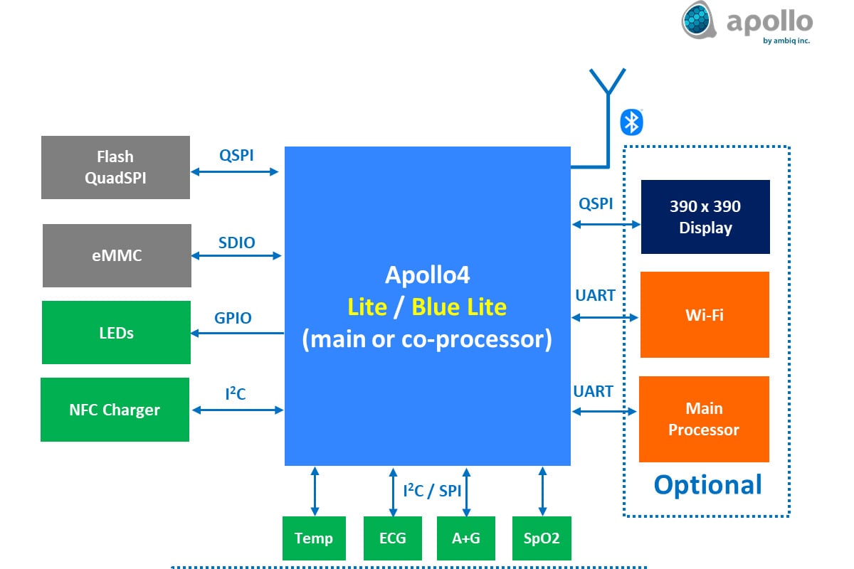 Ambiq Apollo4 Lite and Blue Lite Processor Diagram